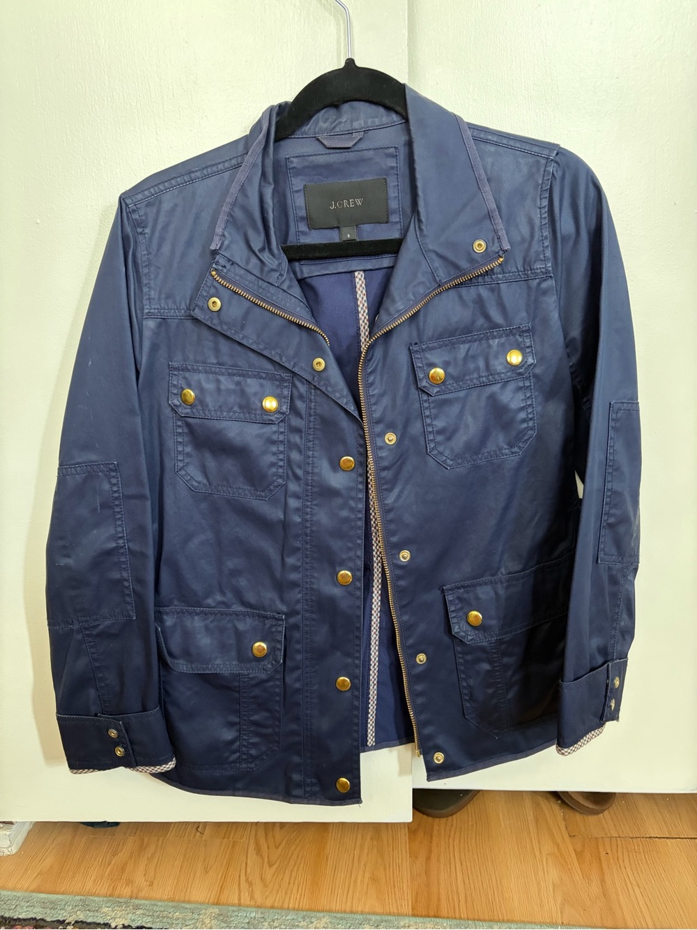 J. Crew Navy Military Field Jacket with Gold-Tone Hardware